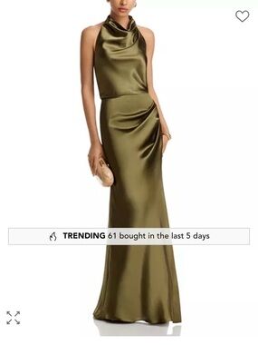 Aqua Formal Olive Green Halter Gown